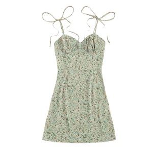 Mint green blue floral mini dress